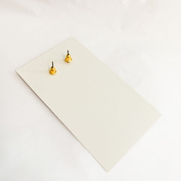 White evil eye stud small gold earrings - Picture 3 of 3
